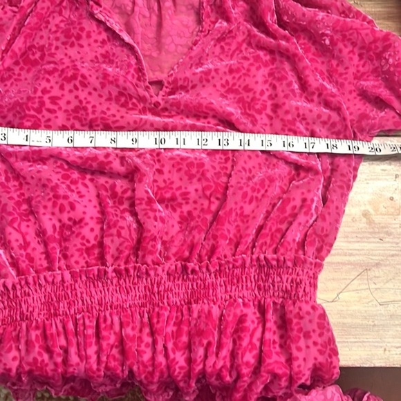 SHOSHANNA,Arlene Tiered Exquisite Velvet Mini-dress In Fuchsia,Fabulous!Size 12 - Picture 12 of 16
